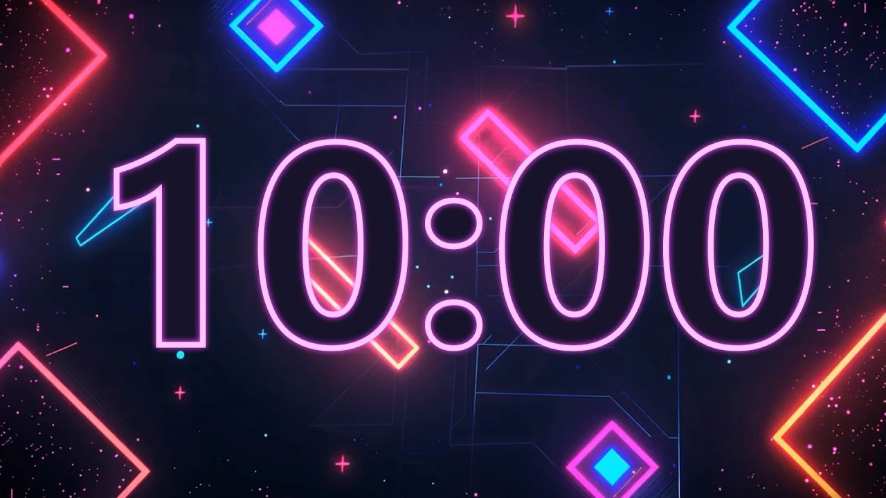 10 Minute Timer ⏱️| Synthwave Countdown with Neon Retro Background | Big Number Timer with Synthwave