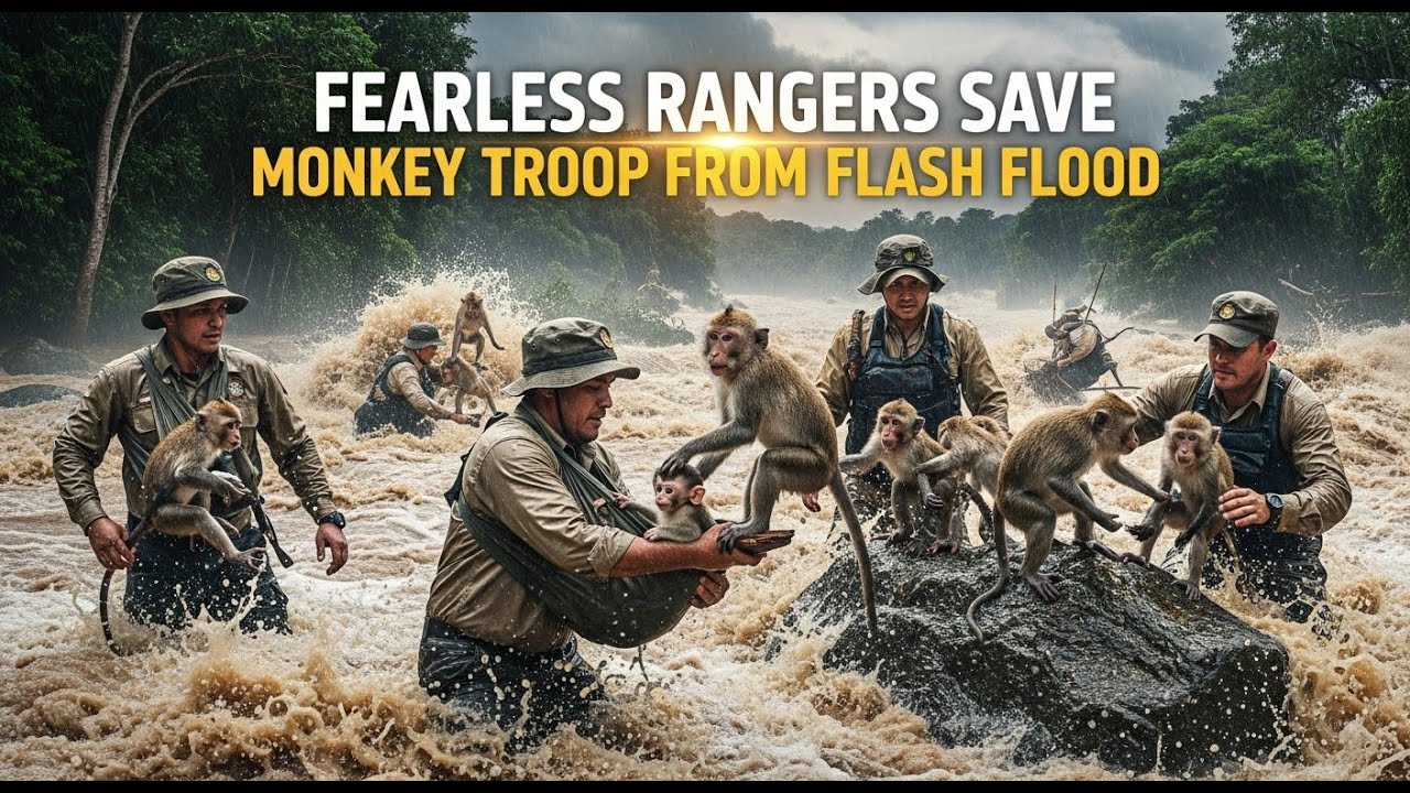 Fearless Rangers Save Monkey Troop from Flash Flood