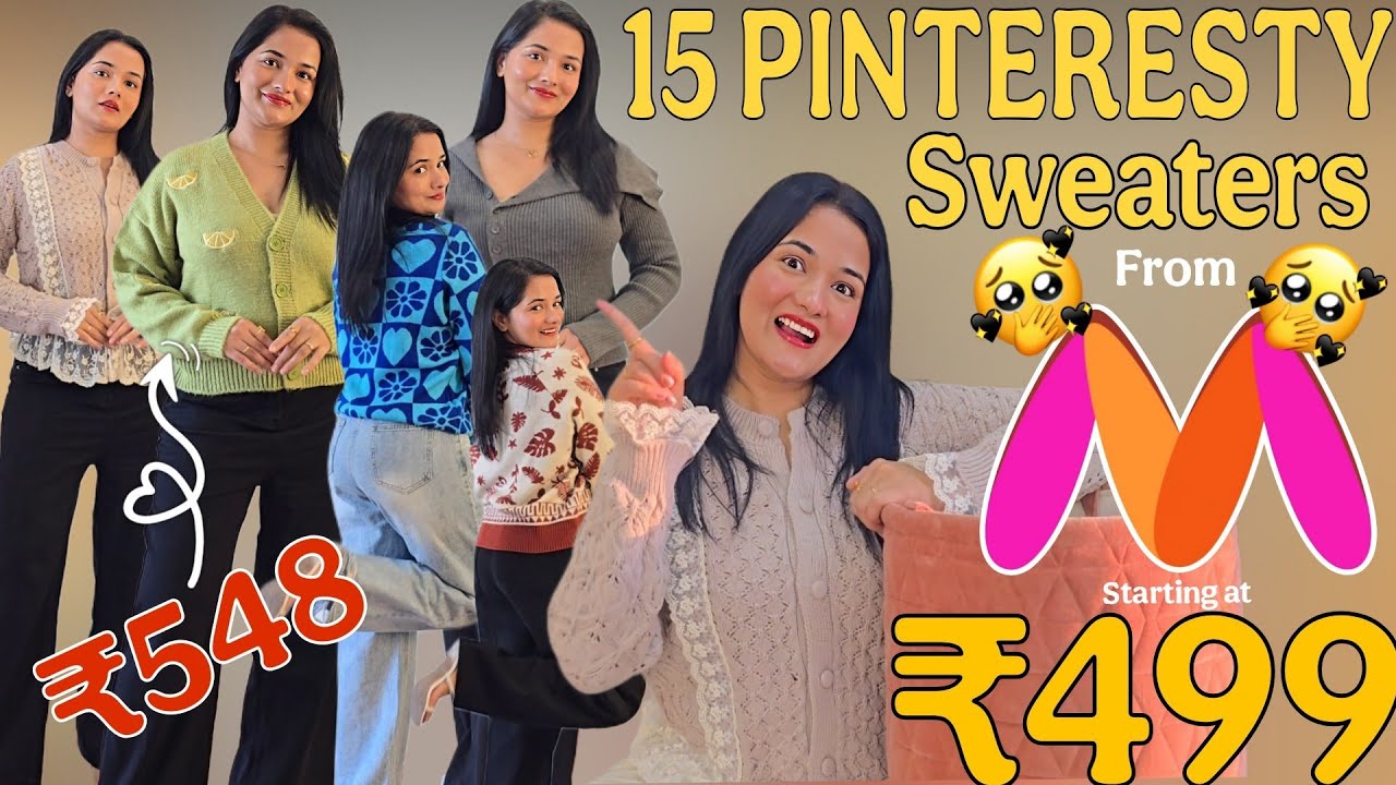 #myntrahaul *15 PINTERESTY FINDS* Best KOREAN Sweaters Haul ₹499 🔥😱 *MYNTRA WINTERWEARS HAUL* #haul 