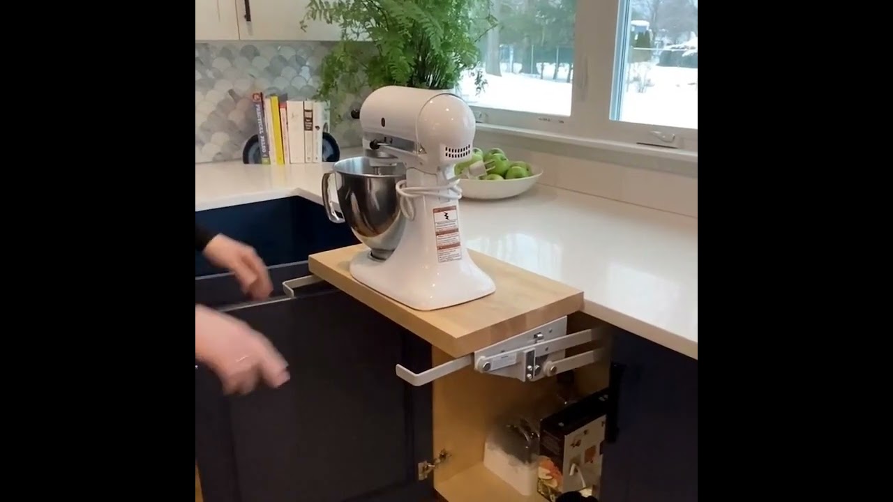 Appliance lift with shelf for kitchen mixer! 👍Raise a shelf to keep your mixer or other appliances