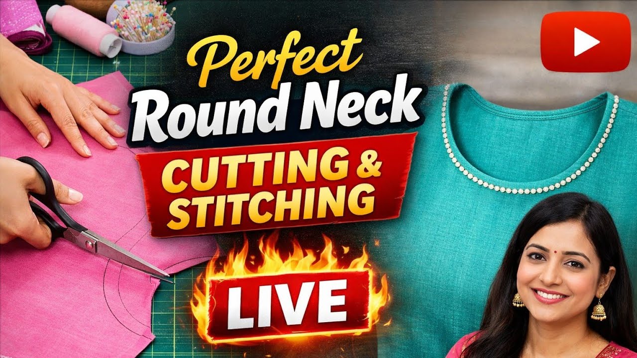 Perfect Round Neck Cutting & Stitching 🔥 LIVE
