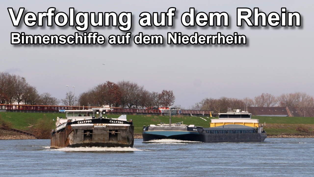 Schiffsverfolgung auf dem Rhein - Niederrhein zwischen Rees und Emmerich - Binnenschifffahrt