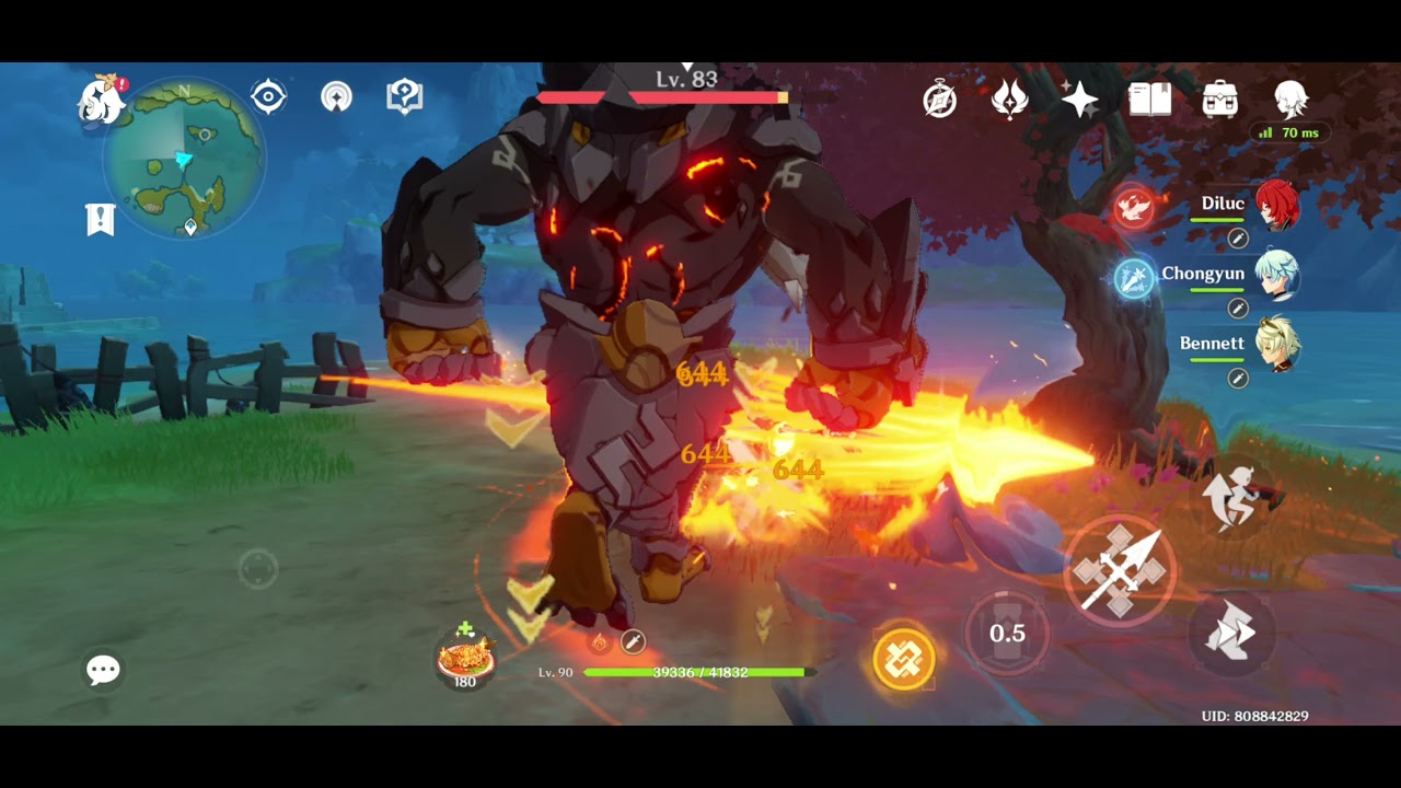 C6 Bennett Burst and Chongyun Skill (Pyro overrides Cryo)