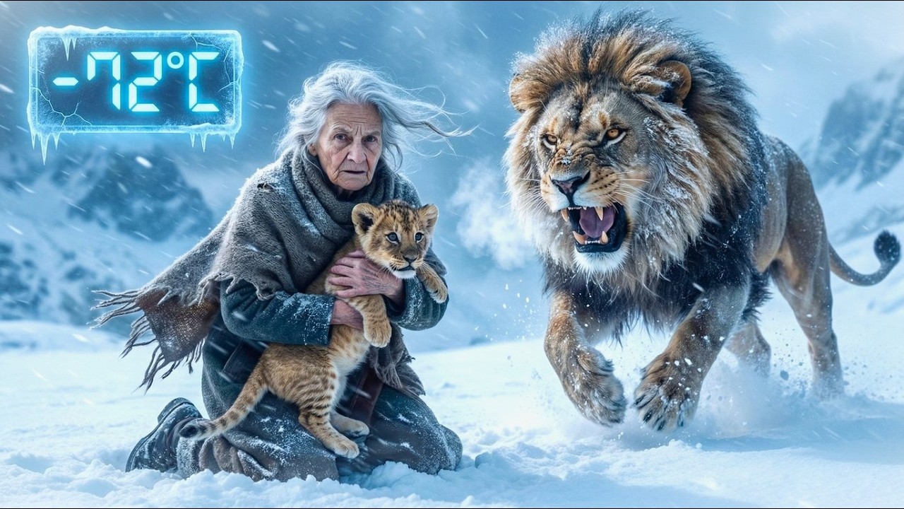 Old Woman Rescues a Freezing Lion Cub&hellip; But the Father Lion Was Watching