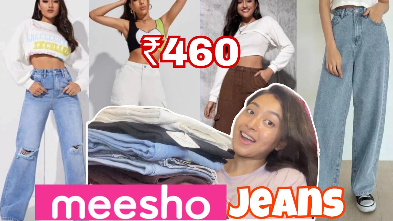 Meesho jeans haul starting just for ₹460 | cargo jeans wide leg jeans ribbed jeans | #meesho #haul