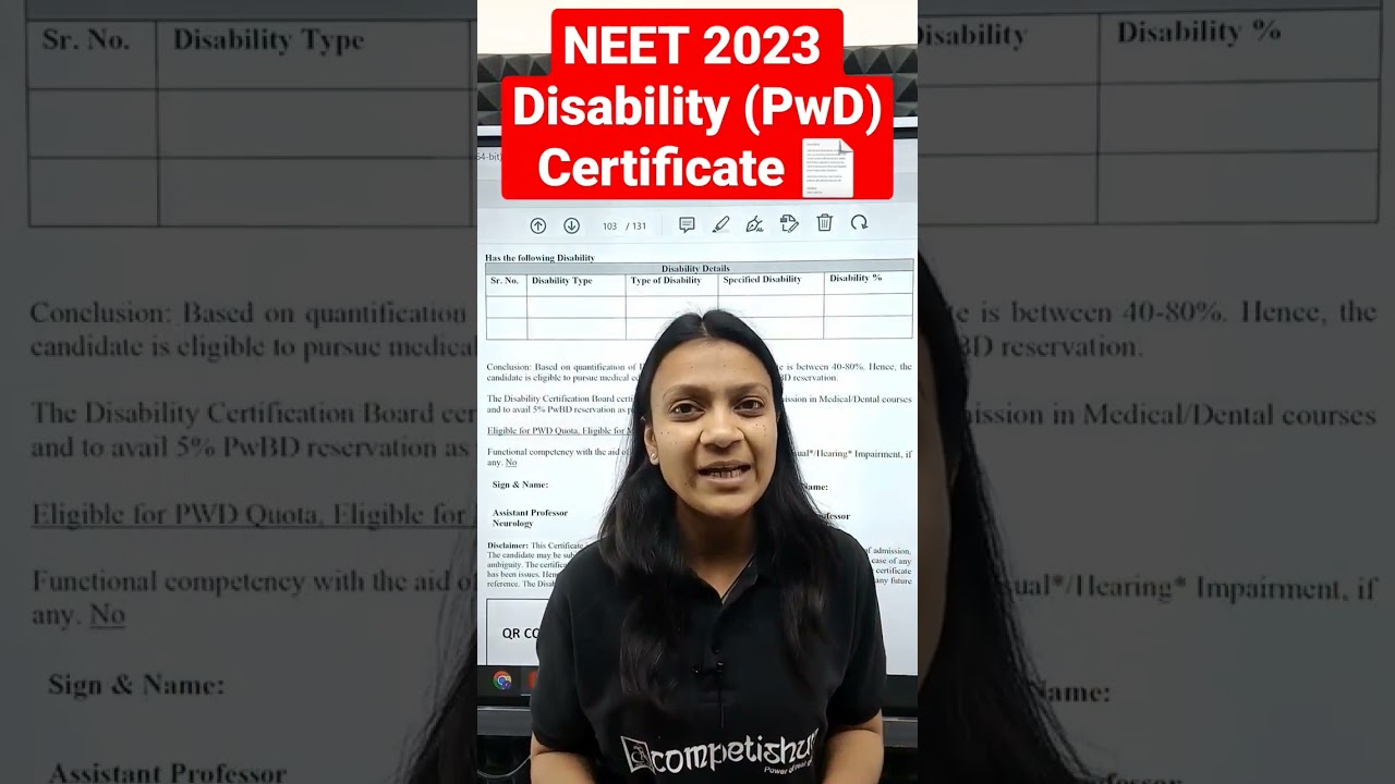 NEET 2023 Disability certificate | PwD certificate | Poonam ma'am  #neet2023 #neetlatestnewstoday