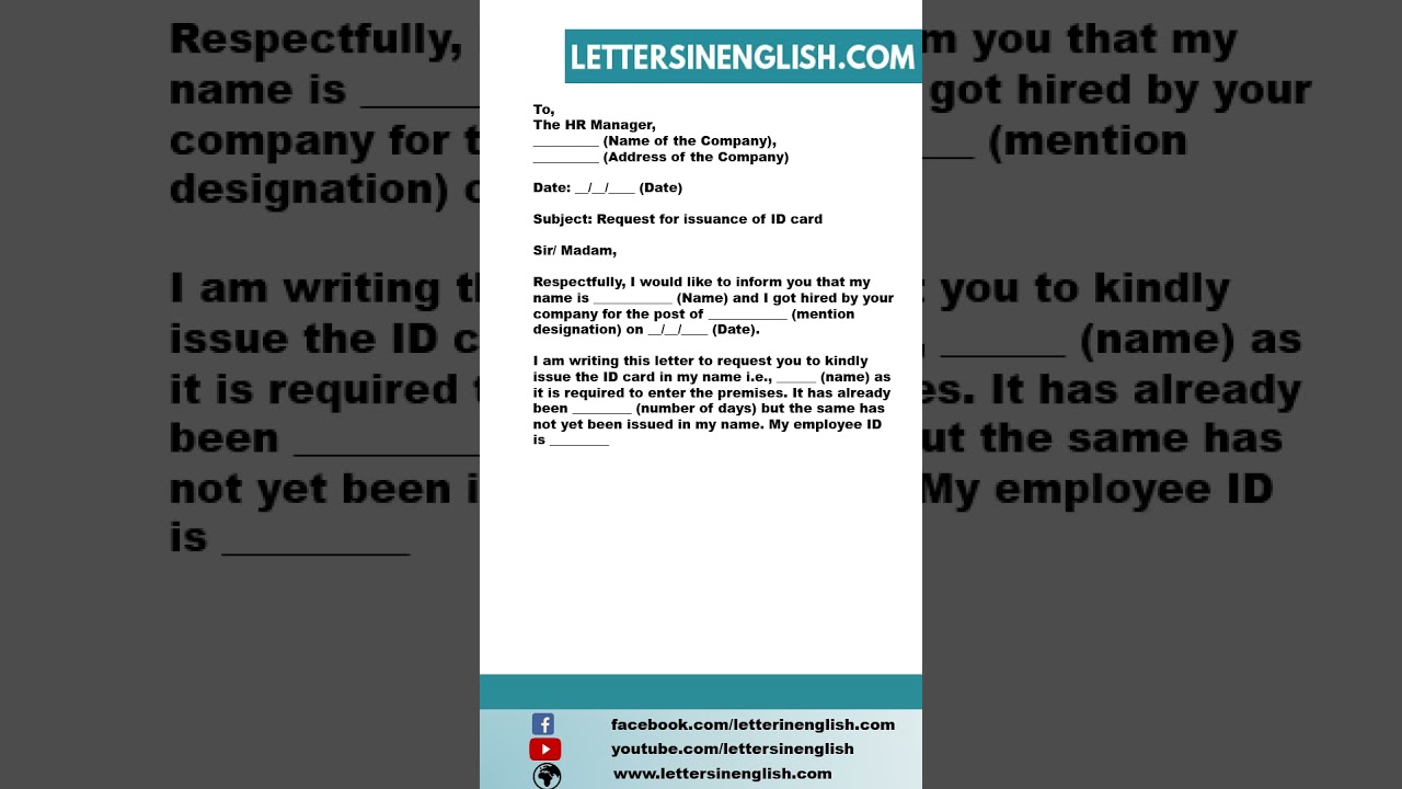 Request Letter for New Employee ID Card