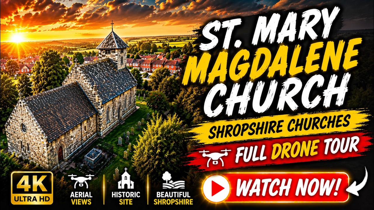 St. Mary Magdalene Church, Ashford Carbonell in 4K: Exterior Drone Footage