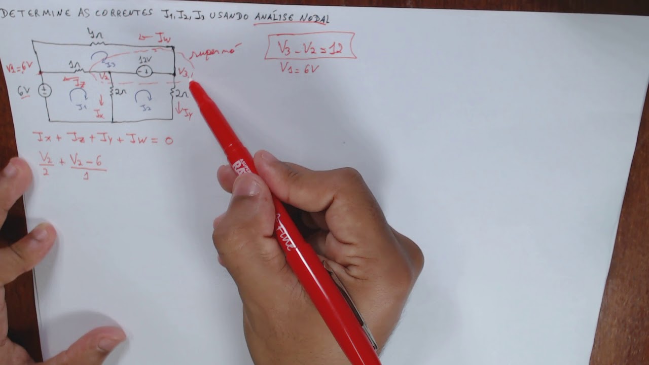 Analise Nodal - Tensoes de Nó - Supernó - Exercicio Resolvido 6
