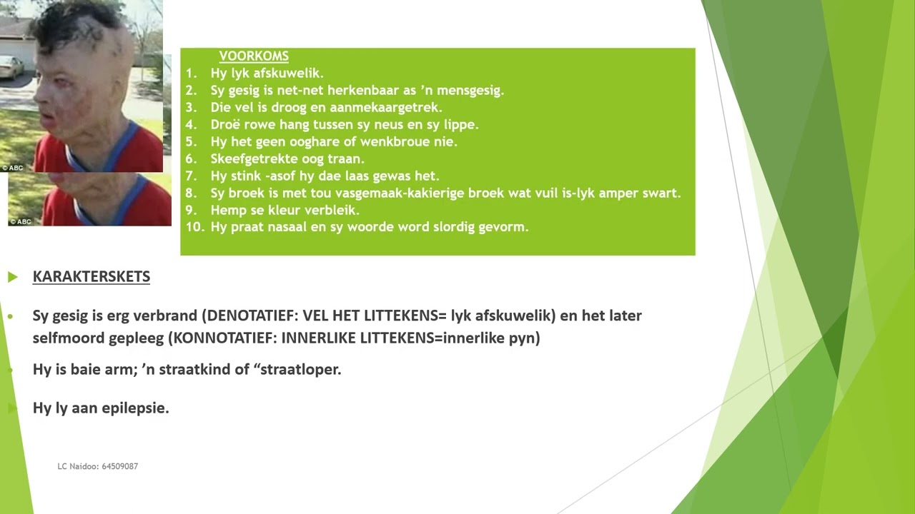 Gr11 Afrikaans FAL   Kruppel engel hoofstuk 1 ontleding