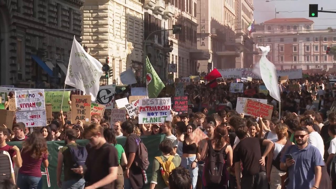 Young climate activists join Fridays for Future protest in Rome