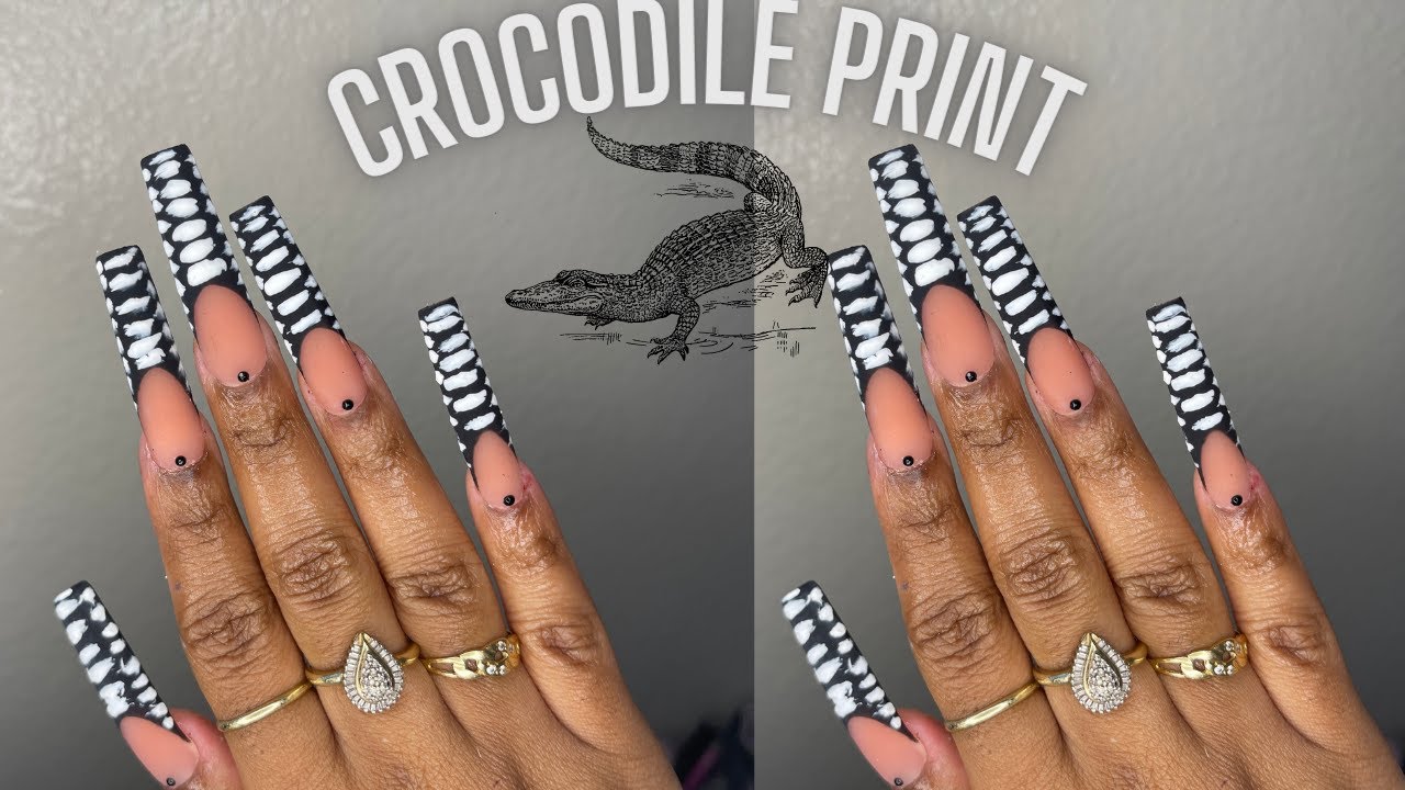 Femi Beauty Method | Crocodile Print French Tips Tutorial | Polygel Nails for Beginners