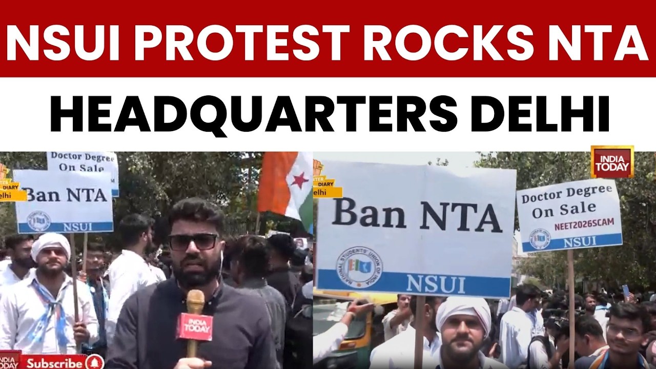 NEET UG Paper Leak Protest: NSUI Workers Demand Ban On NTA Outside HQ In Delhi