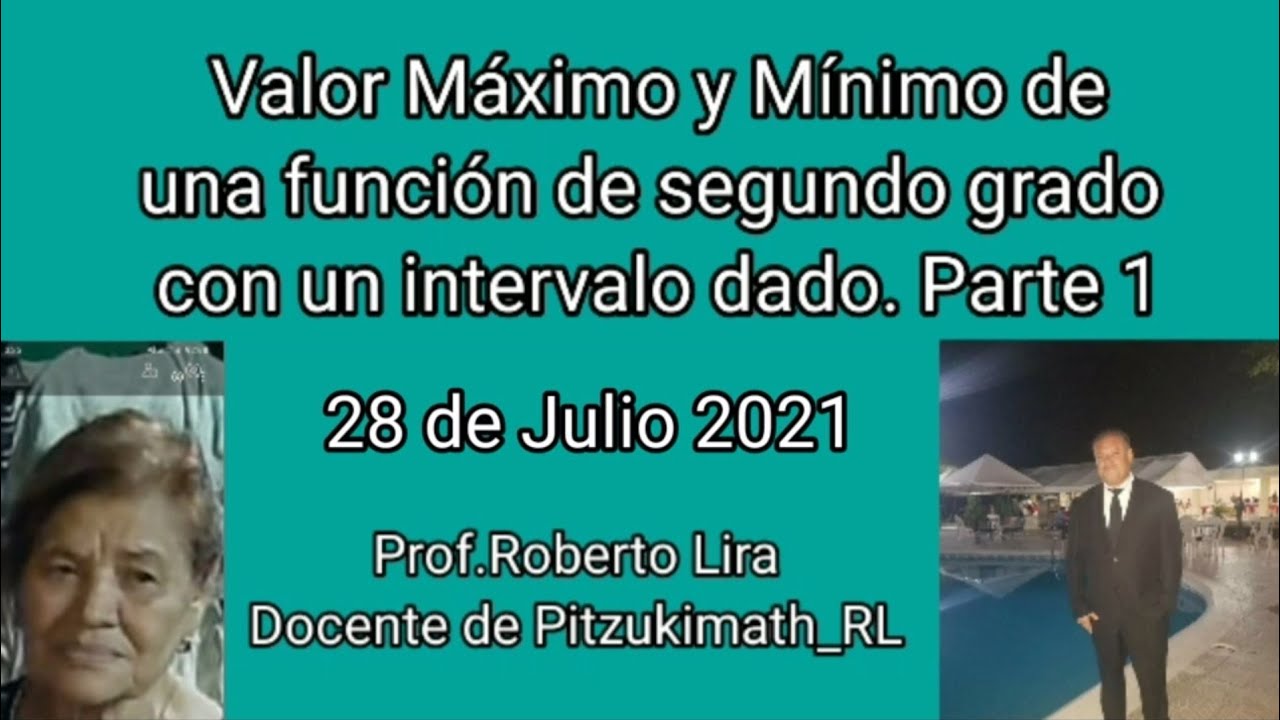 Valor Máximo y Mínimo de una funcion de segundo grado  con un intervalo dado.  Parte 1