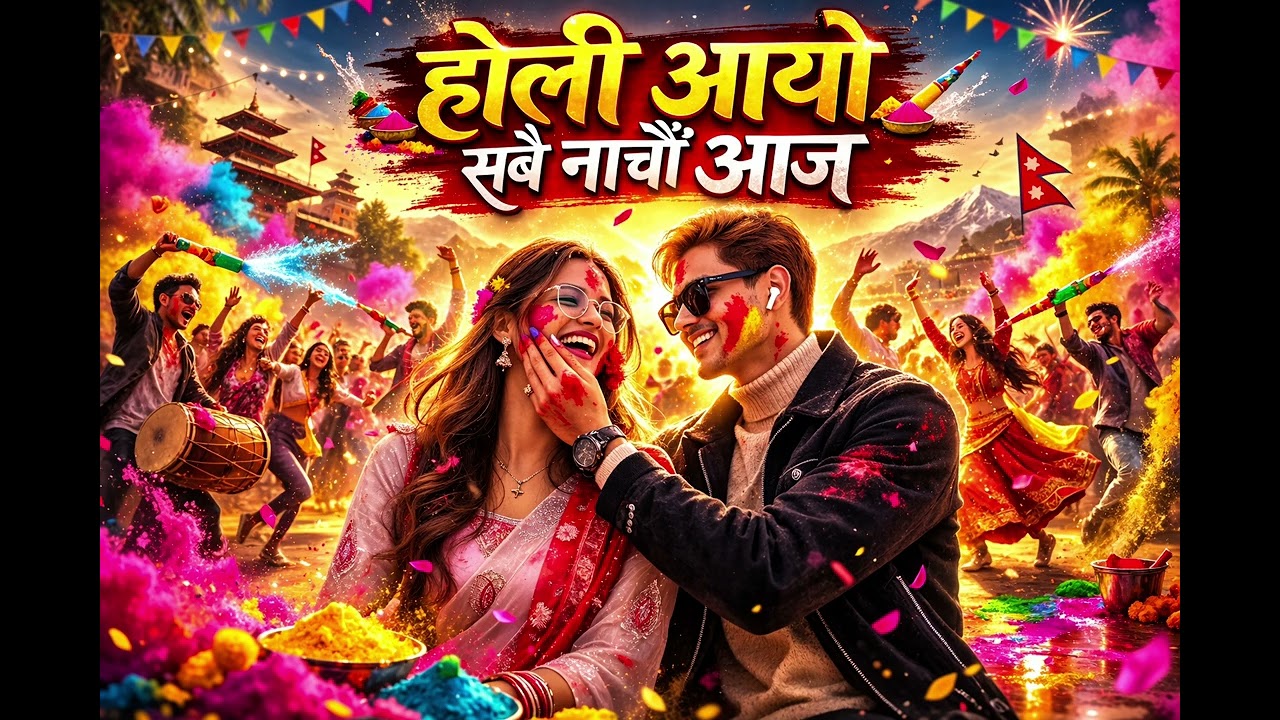 होली आयो सबै नाचौं आज 🌈 | Holi aayo Sabai nachau aaja |  Nepali Holi song 2026 | 