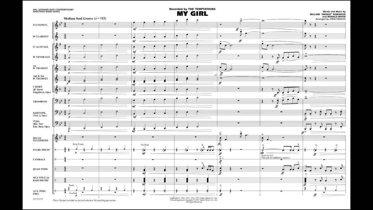 My Girl arranged by John Higgins