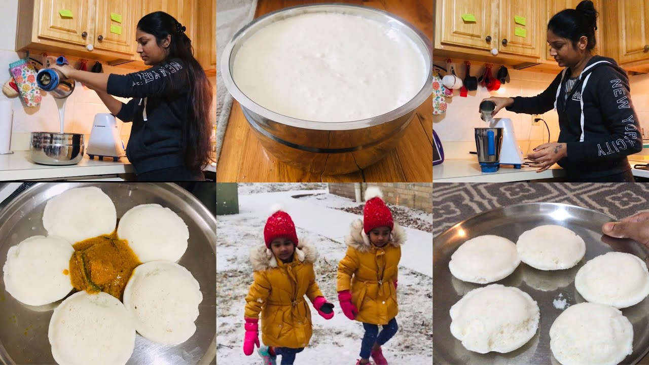 Snow day/வெளிநாட்டில் Soft இட்லி மிக்சியில் அரைப்பது-புளிக்க வைப்பது எப்படி(Idly Batter in mixie USA