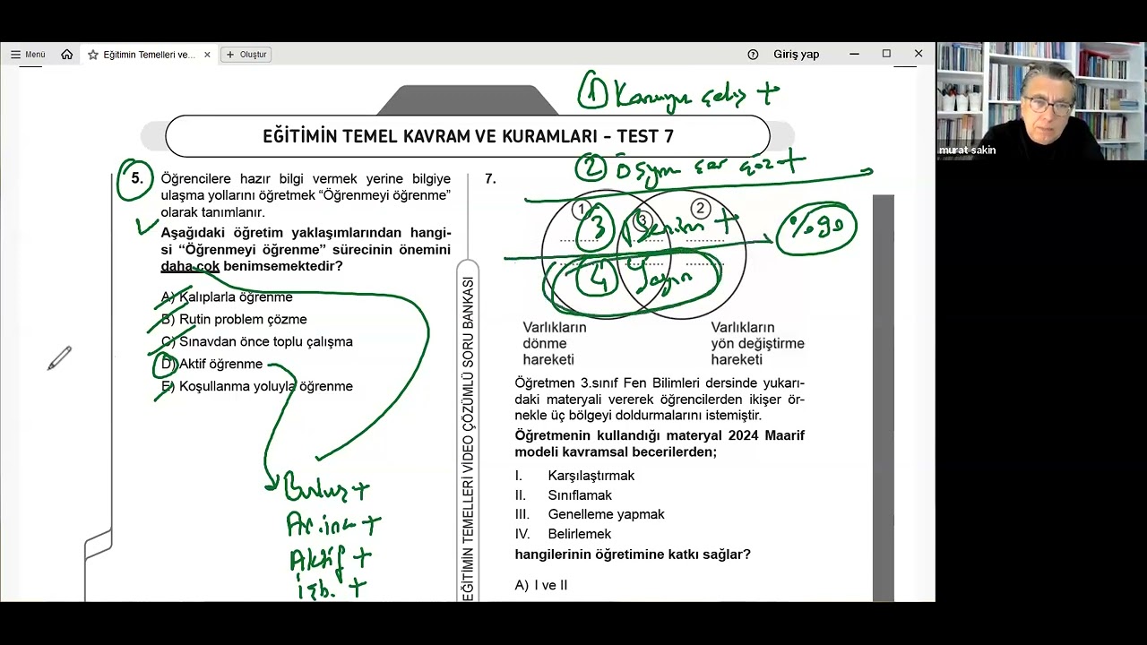 EĞİTİMİN SÜREÇLERİ -16 TEST 1 SORU ÇÖZÜM