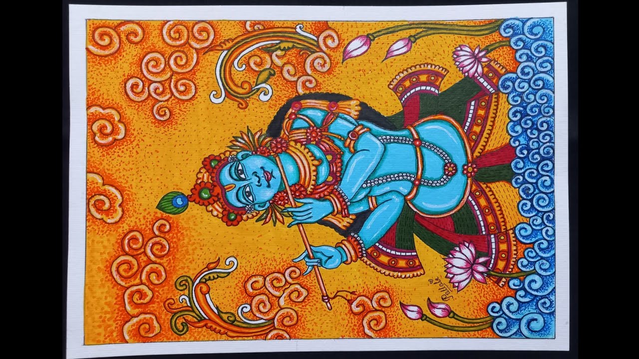 Lord Krishna Painting | Kerala mural art | Kerala mural painting