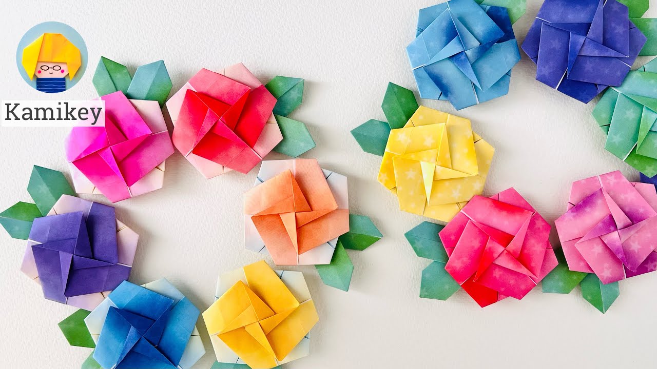 【折り紙】花ぐるま　Origami Spiral Flower （カミキィ Kamikey）