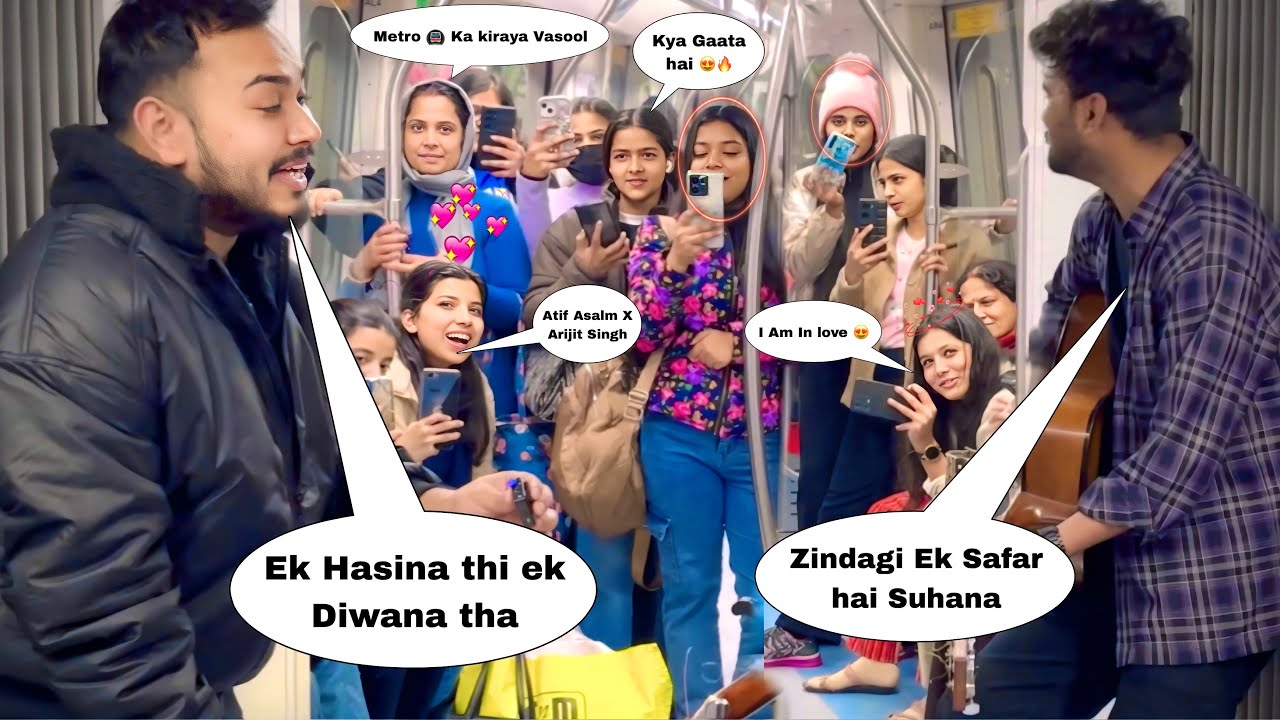 Two Boy's Back To Back 14 Minutes Singing Bollywood Hits Songs In Delhi Metro 🚇Crazy Public Reaction