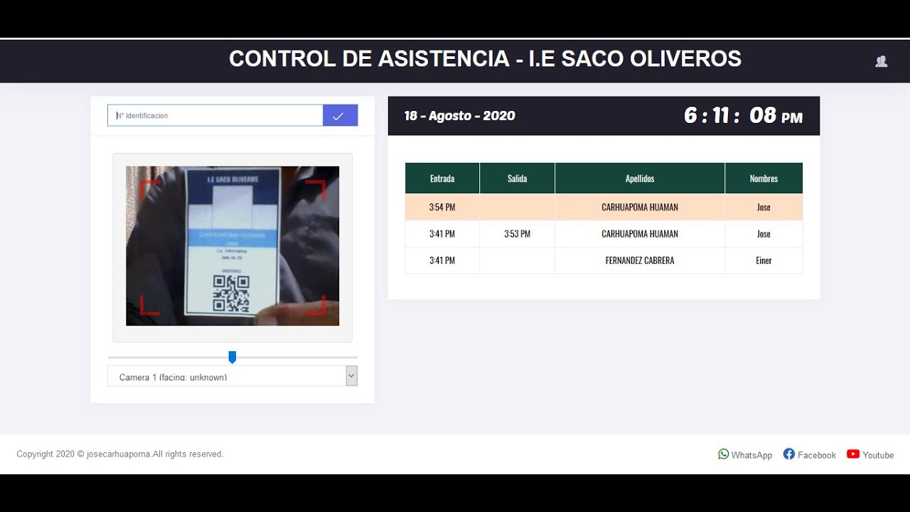 CONTROL DE ASISTENCIA - SIAV QR v.2020
