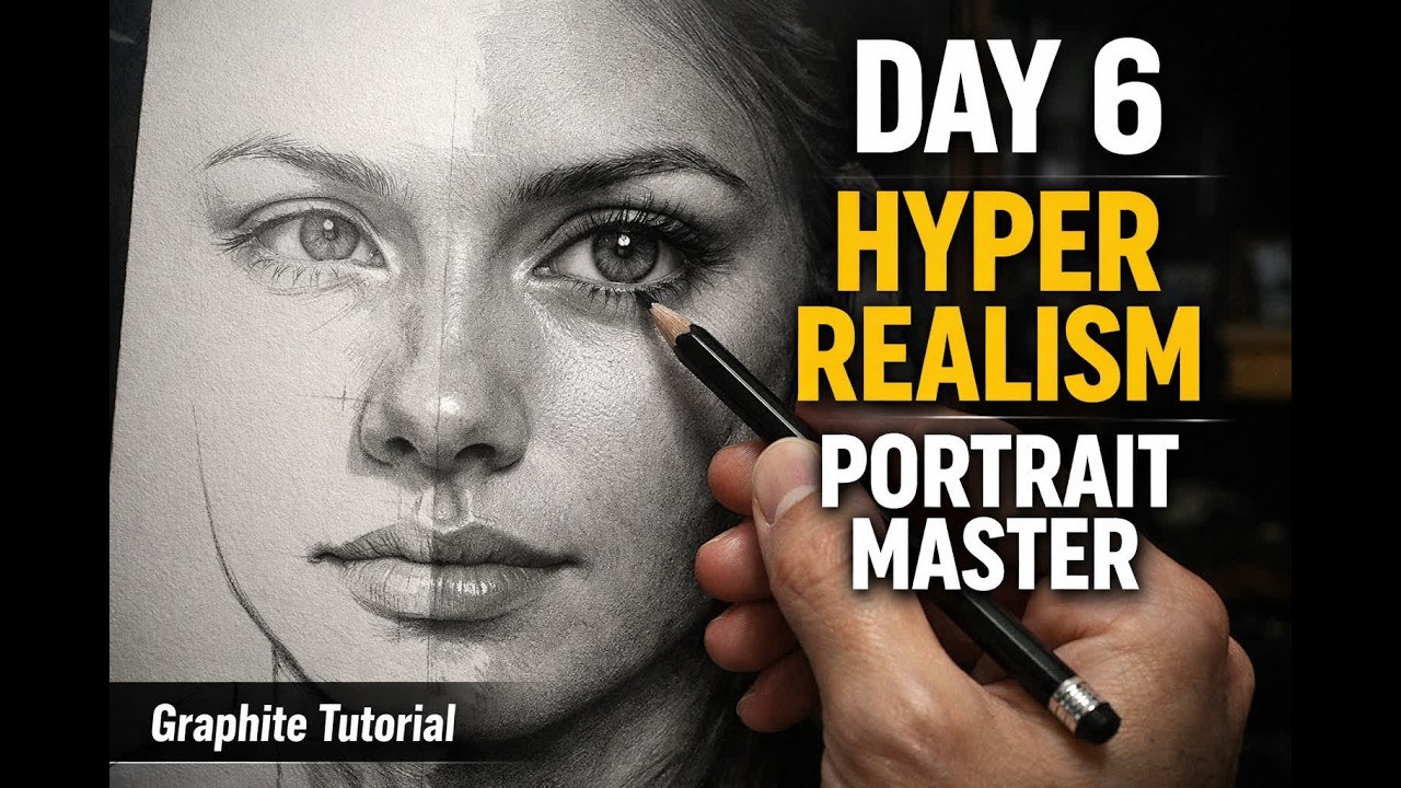 Day 6 Realistic Portrait Drawing | Advanced Detailing & Hyper Realism Techniques | Graphite Portrait