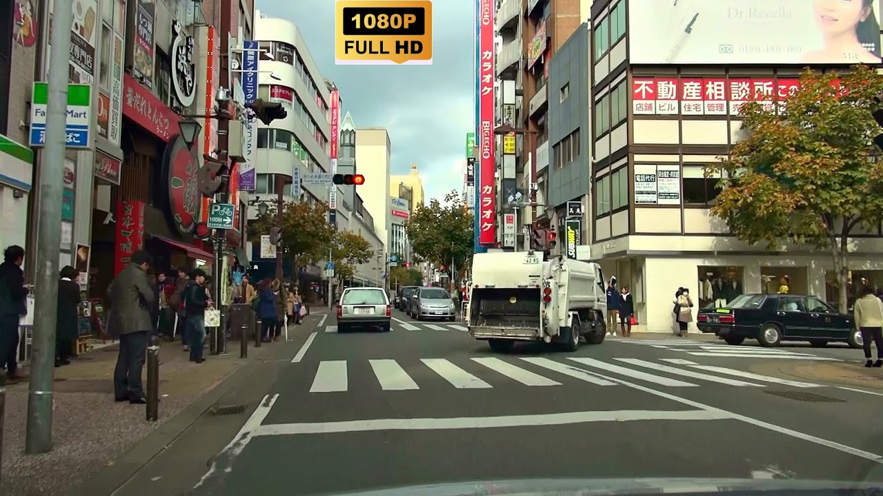 天神西通り → 親富孝通り（親不孝通り）[ #福岡市 1080p 車載動画 2014ドライブ]：国道202号交点～那の津通り交点