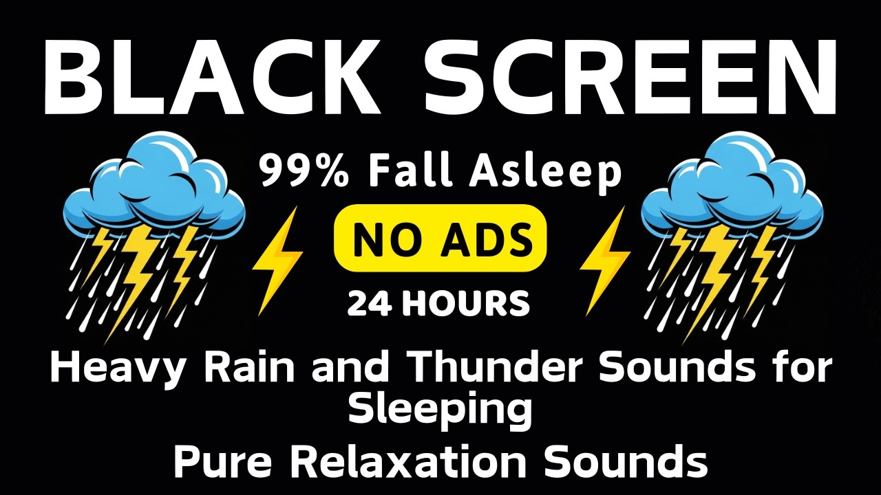 🔴 Heavy Rain and Thunder Sounds for Sleeping 💤  Black Screen 💧 Pure Relaxation Sounds