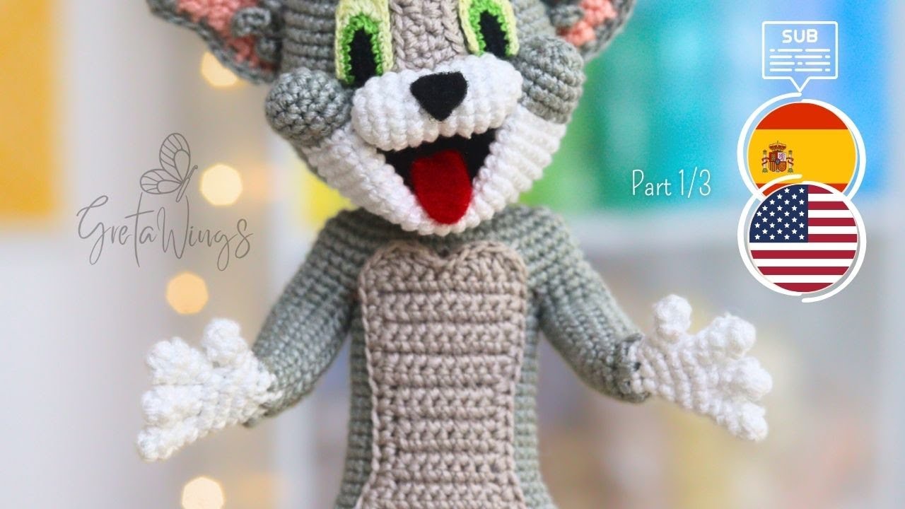 Tom the cat amigurumi tutorial: Part 1 - Materials and crochet limbs | Final sub🇺🇸🇪🇸 @GretaWings DIY