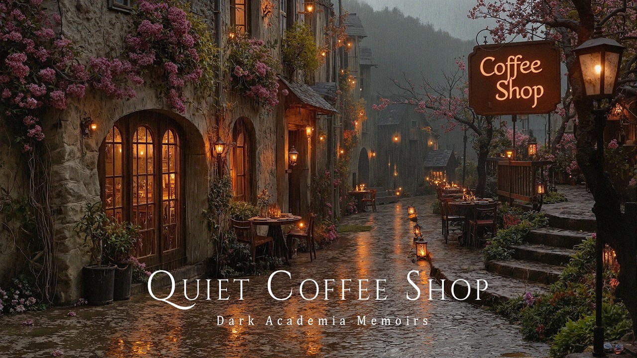 A Quiet Old Town Coffee Shop After the Rainy Spring Fall Down 🌧️ Dark Academia Music