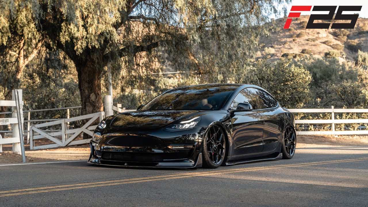 Bagged 2019 Tesla Model 3 Performance on Aftermarket Wheels | BD-F25 | F-Series