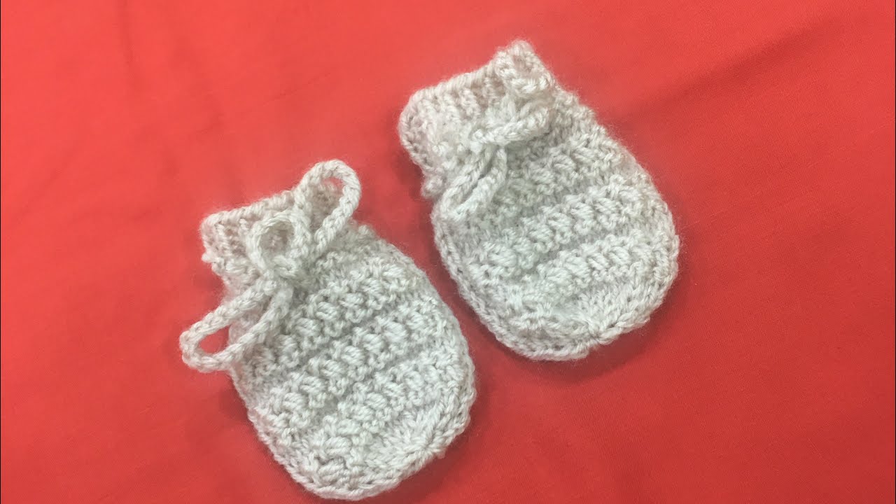 Hand Knitten Baby Mitten For Age 0-3 Months