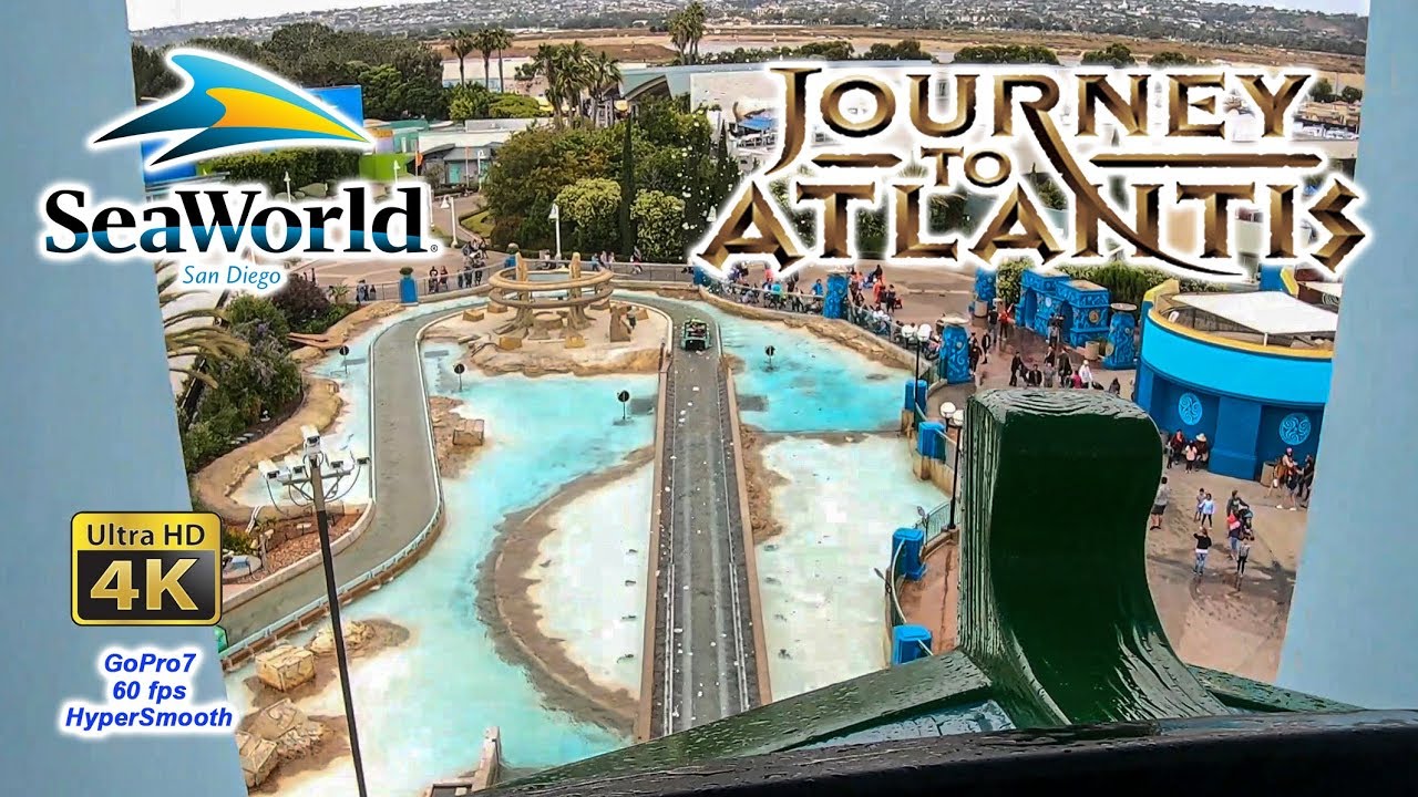 2019 SeaWorld San Diego Journey to Atlantis On Ride Front Seat Ultra HD 4K POV GoPro 7 HyperSmooth