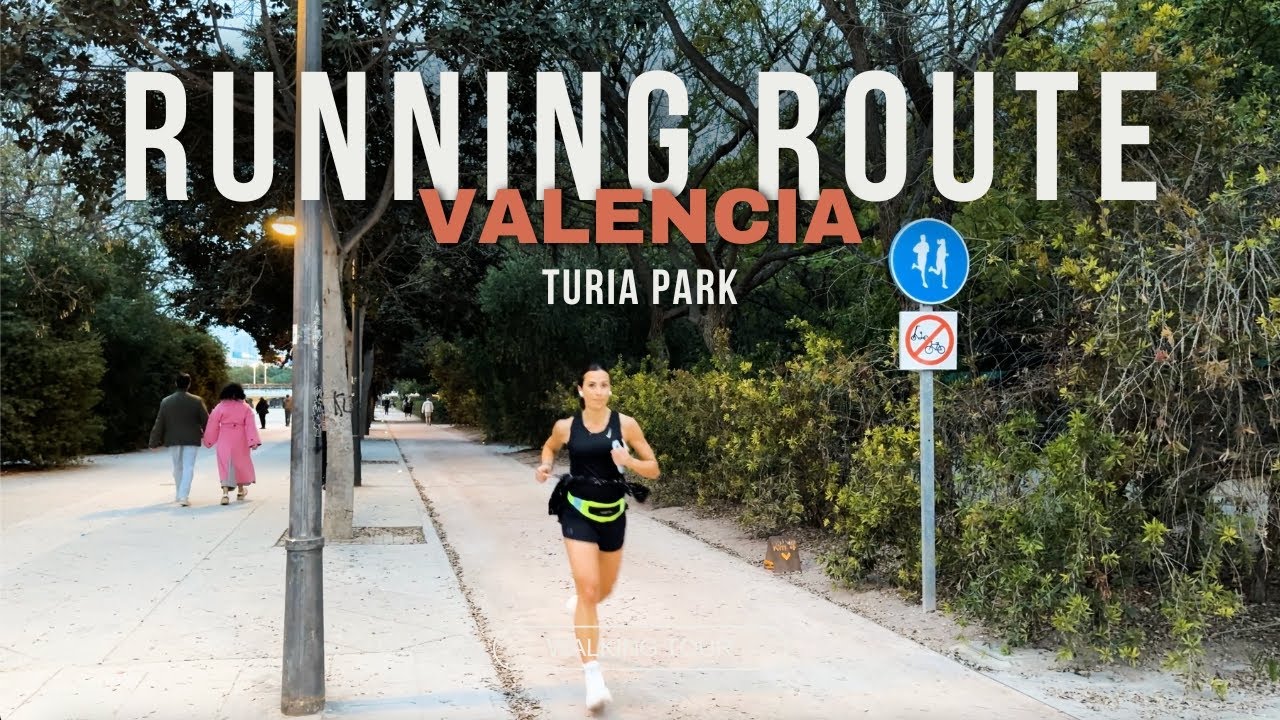 Running Route Turia Park, Valencia Spain Walking Tour 4K