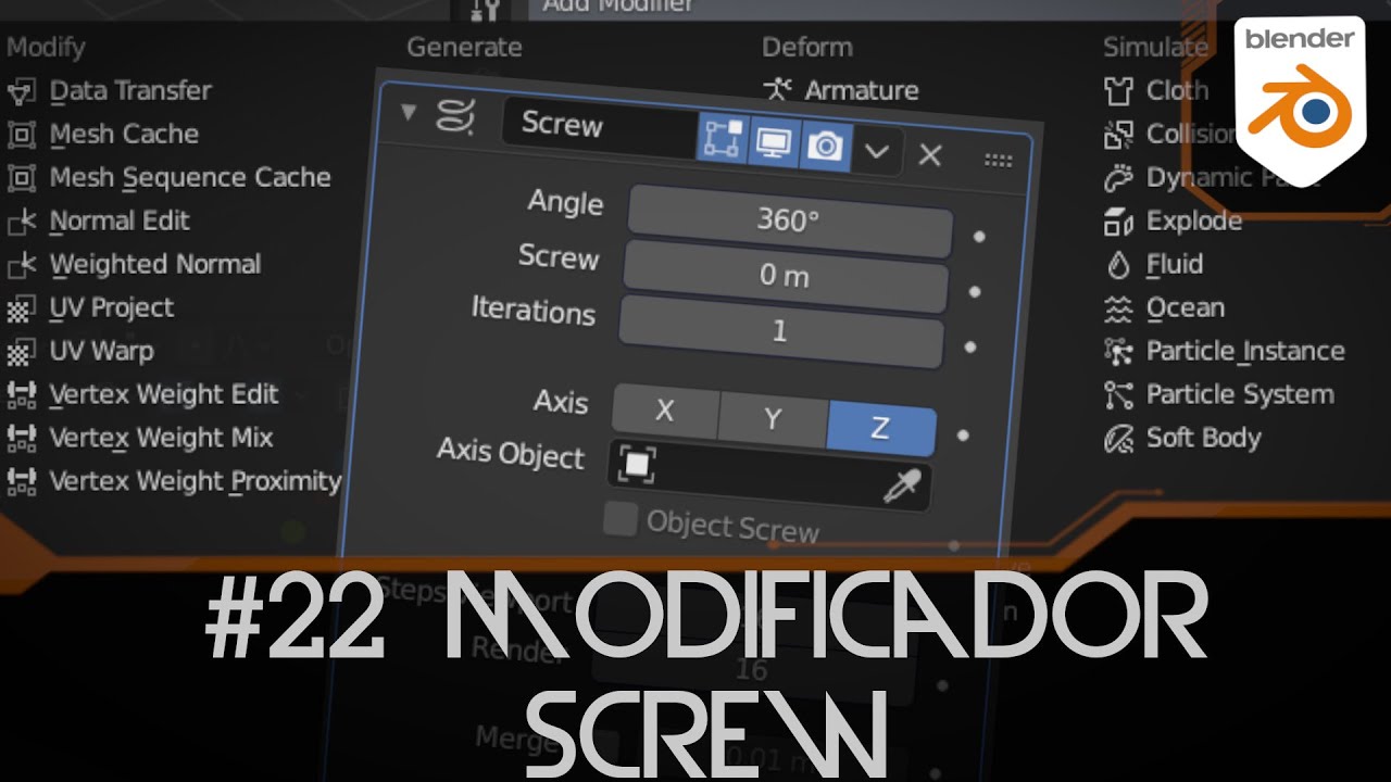#22 Screw Modifier (Revoluciones/Tornillo) en Blender 2.9 - Modificadores Blender