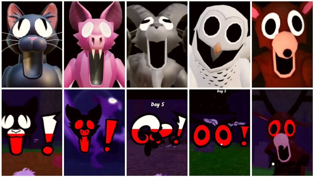 Top 5 original monster l 99 nights in the forest jumpscares vs more versions 