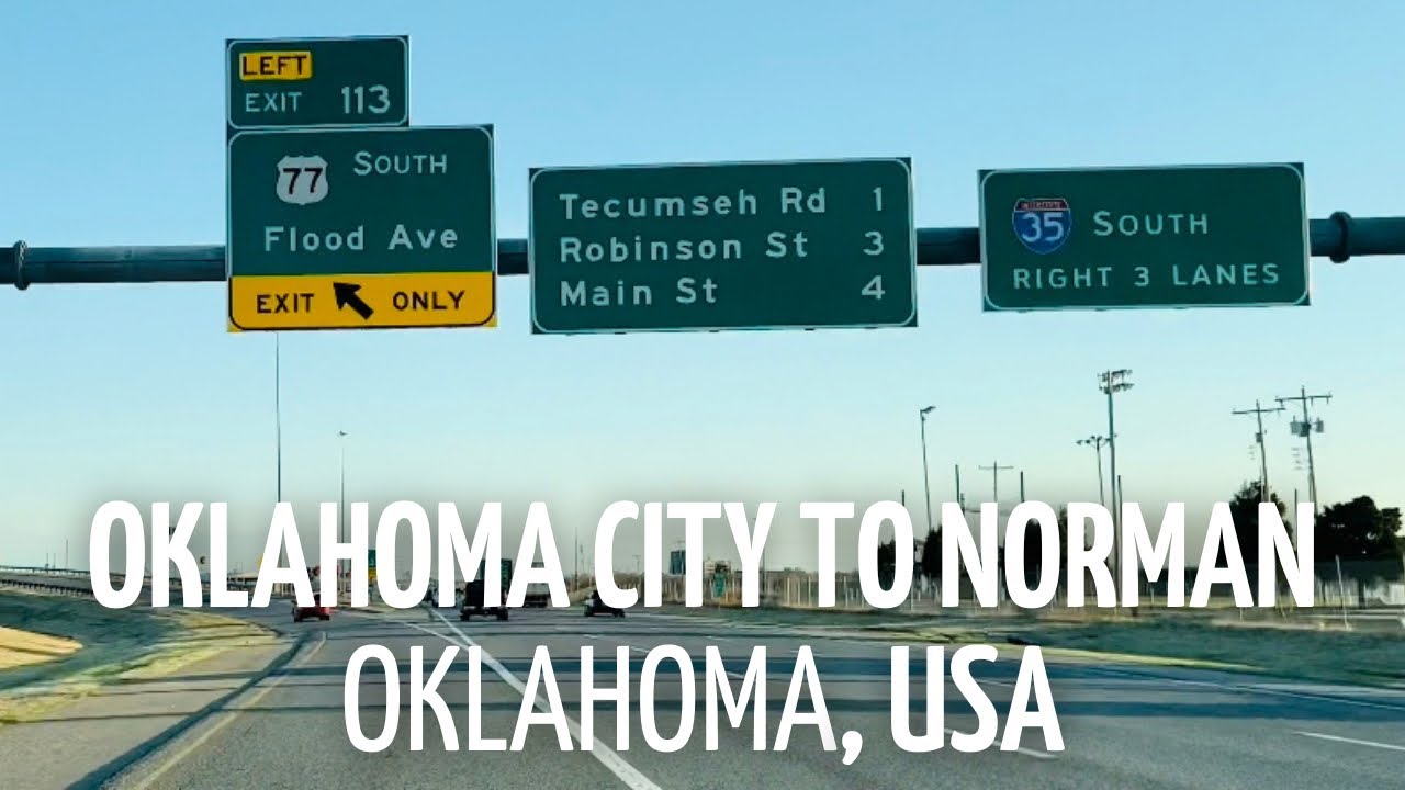 Driving from Oklahoma City to Norman, I-35 South, Oklahoma, USA