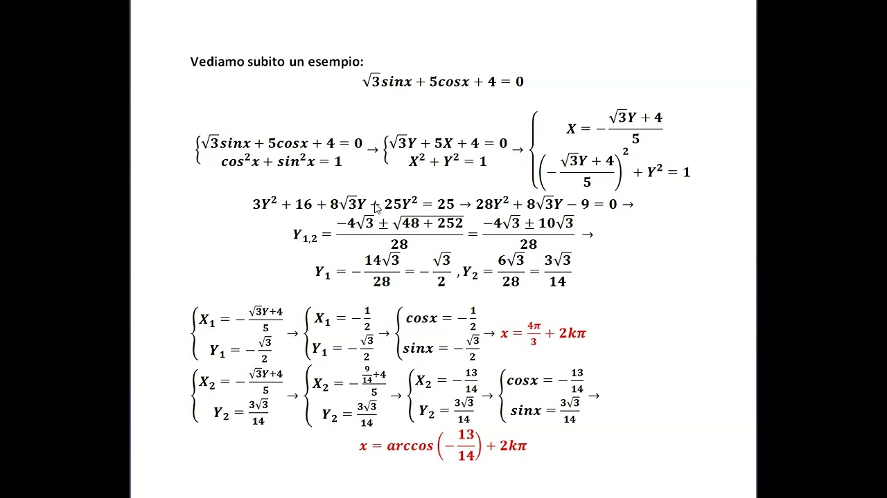 equazioni lineari in seno e coseno