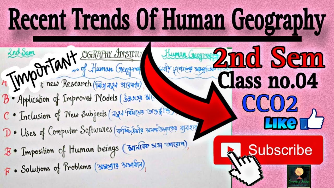 Recent Trends of Human Geography(CC02)||By-Sagarika Nag#geography