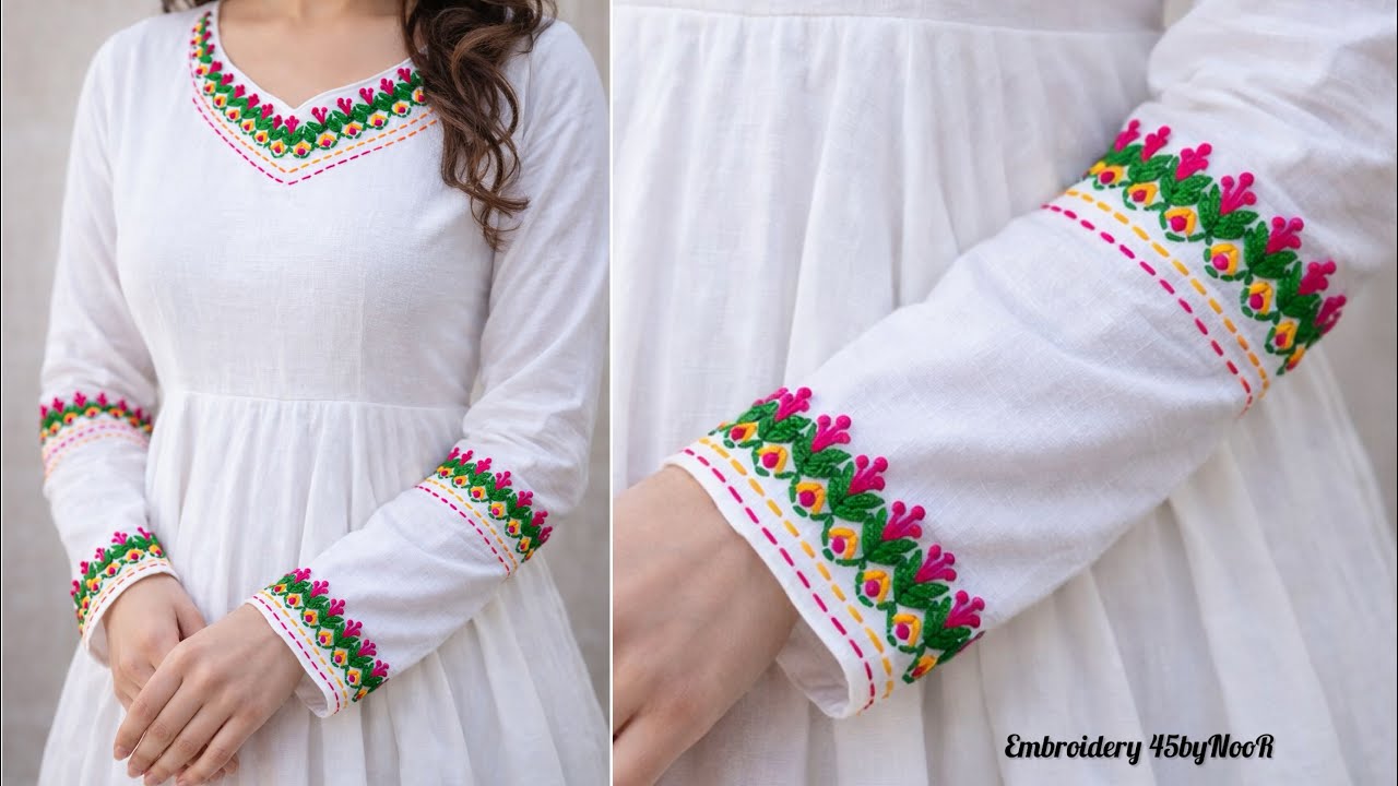 High-Fashion Hand Embroidery Border Design | Luxury Couture Tutorial