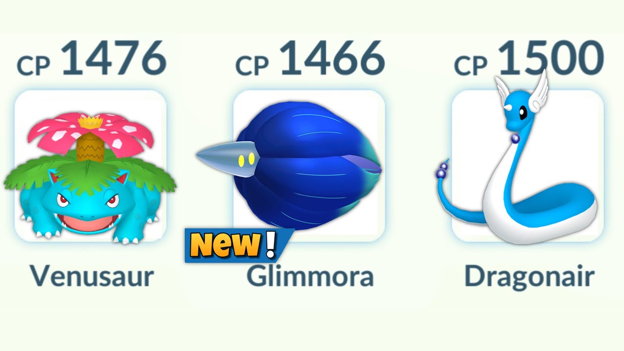 using (Venusaur, Glimmora, Dragonair) in Pokemon GO Battle League.