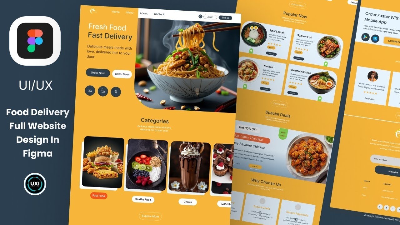 Food Delivery Website Design in figma||Creative Modern ui Food Website Design 