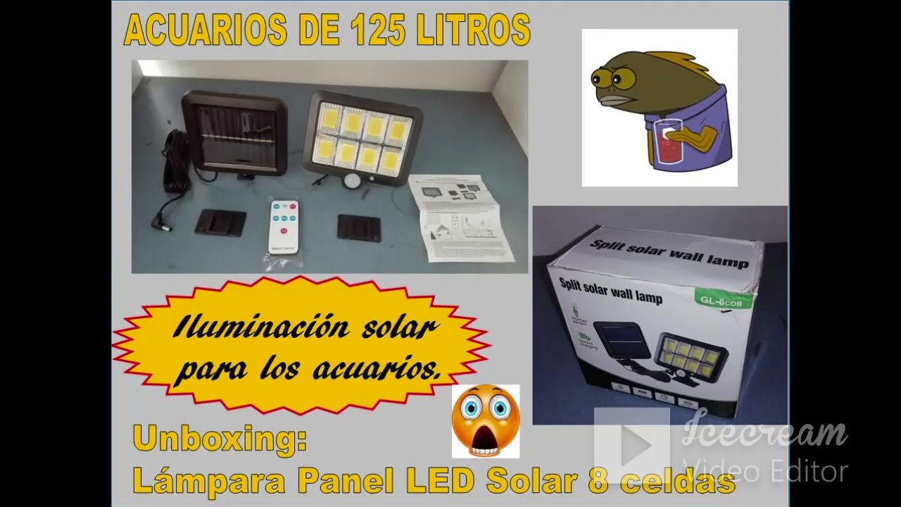Lámpara Panel LED Solar 8 celdas -  Split solar wall lamp GL-8COB - Unboxing - Iluminación  acuarios