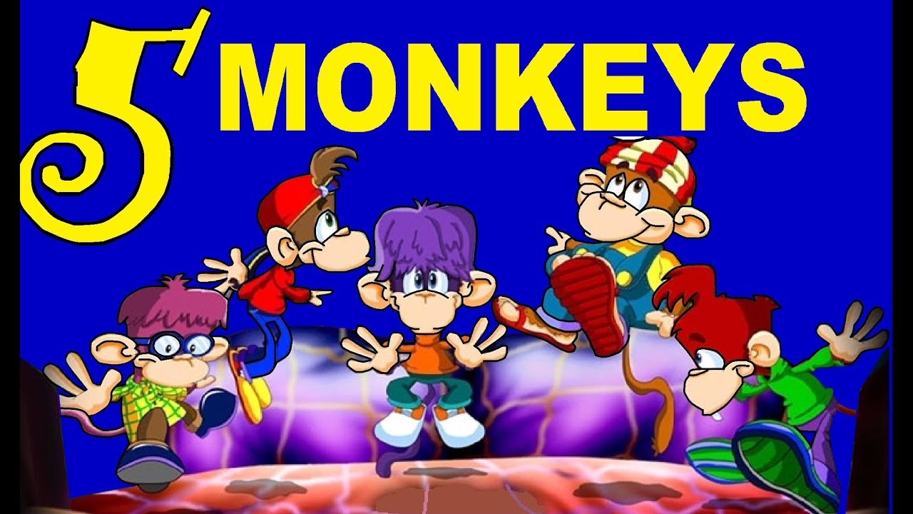 FIVE LITTLE MONKEYS - With lyrics - nursery rhymes