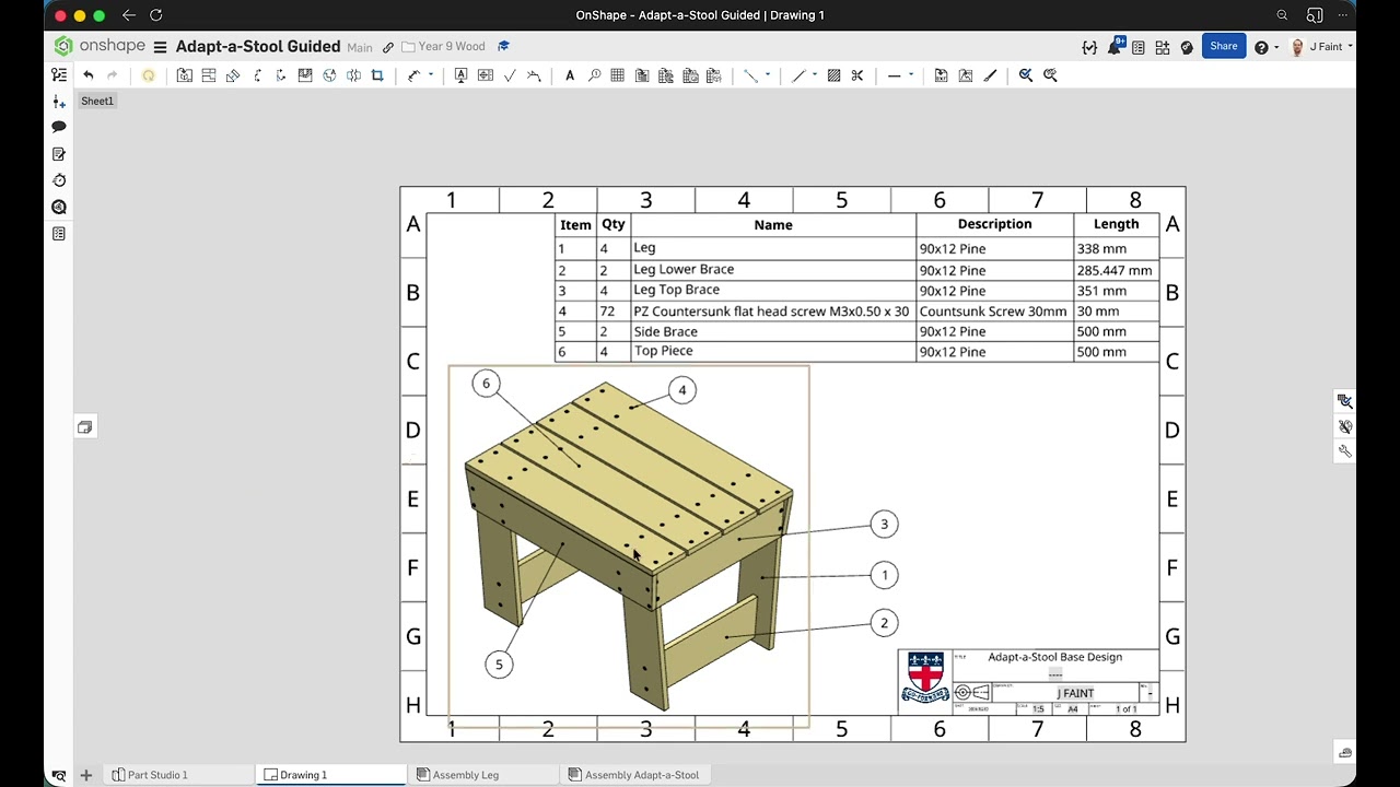 OnShape - Adapt-a-Stool Stage 5