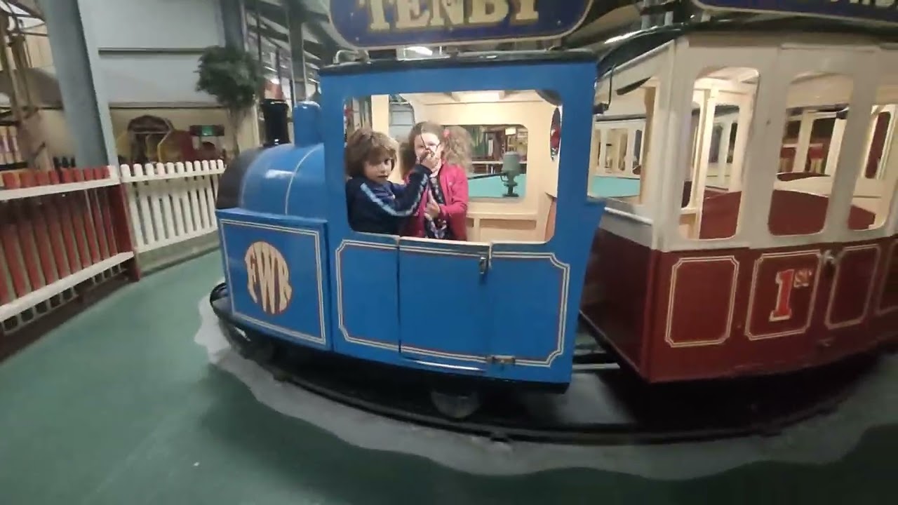 train ride at vintage funfair folly farm indoor ROLLY FLYER TENBY TRAIN