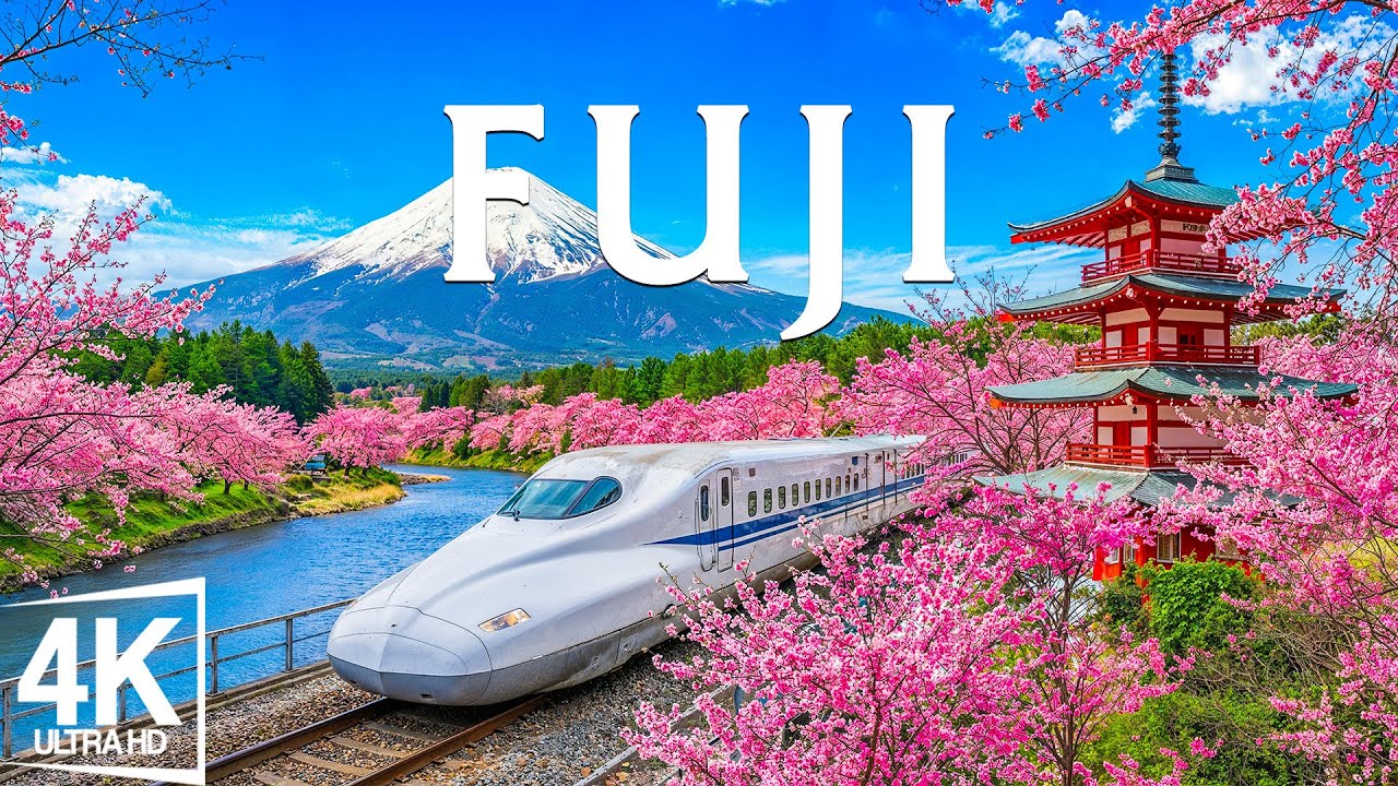 Mount Fuji in Spring – Japan 4K UHD 🌸 Sakura Slopes, Pagoda Views & Blue Skies