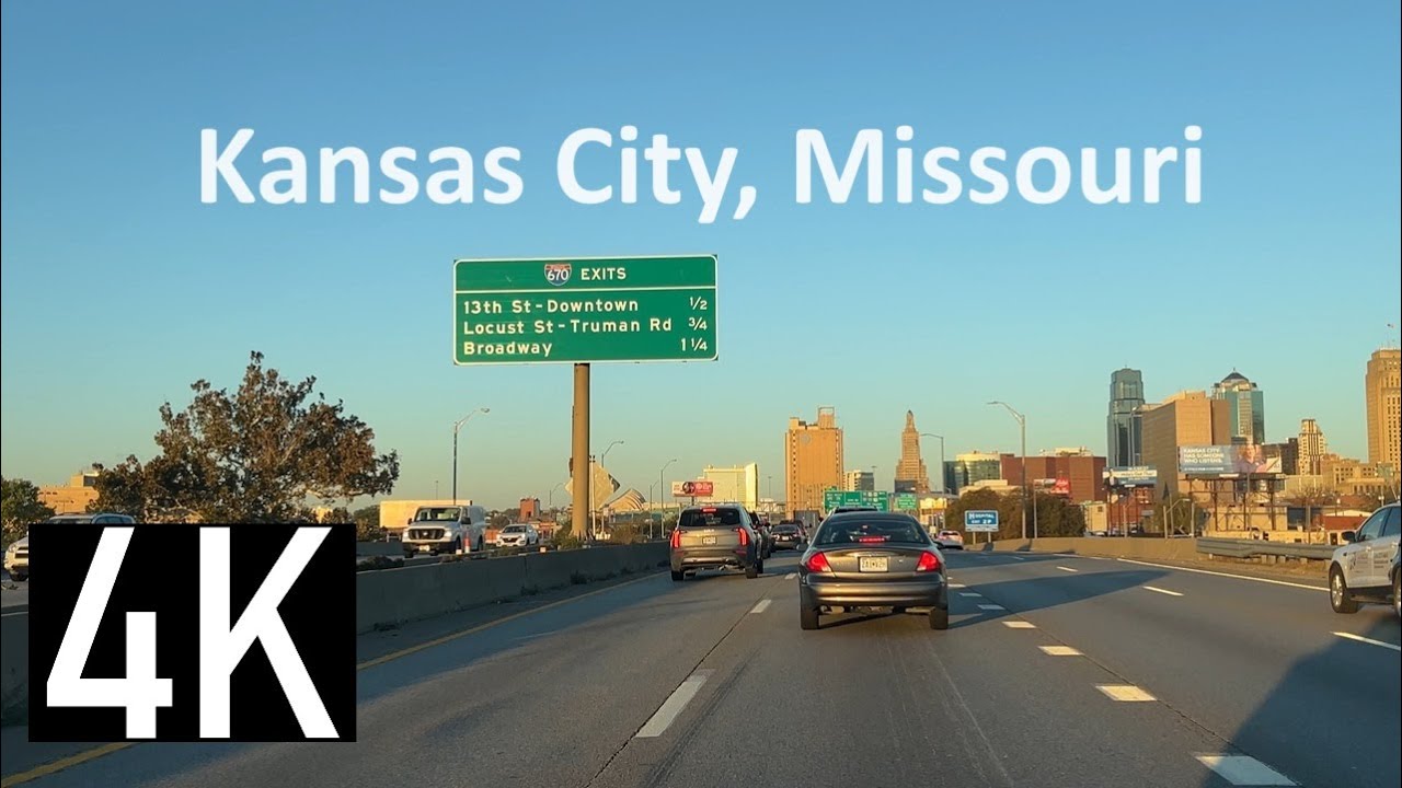 Morning Commute into Kansas City, Missouri 4K Street Tour - I-70 & Downtown Kansas City