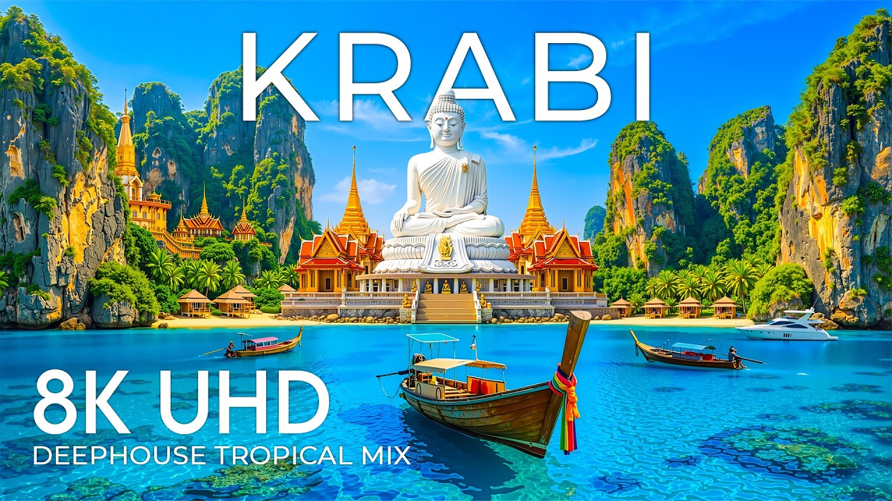 Krabi 8K Drone Footage | Tiger Cave Temple, Mythic Peaks & Endless Tides UHD